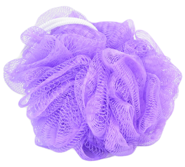 Purple bath puff