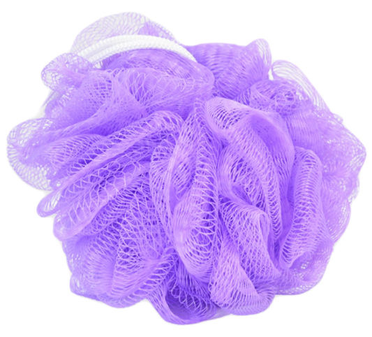 Purple bath puff